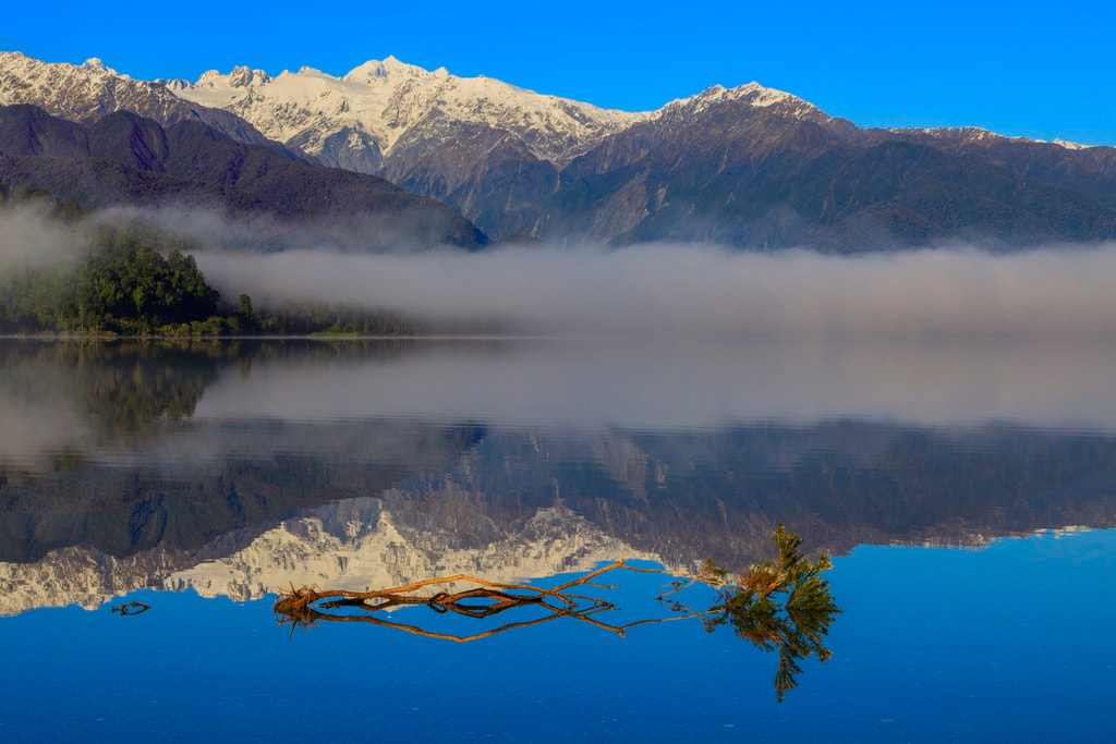 Lake Mapourika Franz Josef Glacier Beautiful New Zealand Morning.