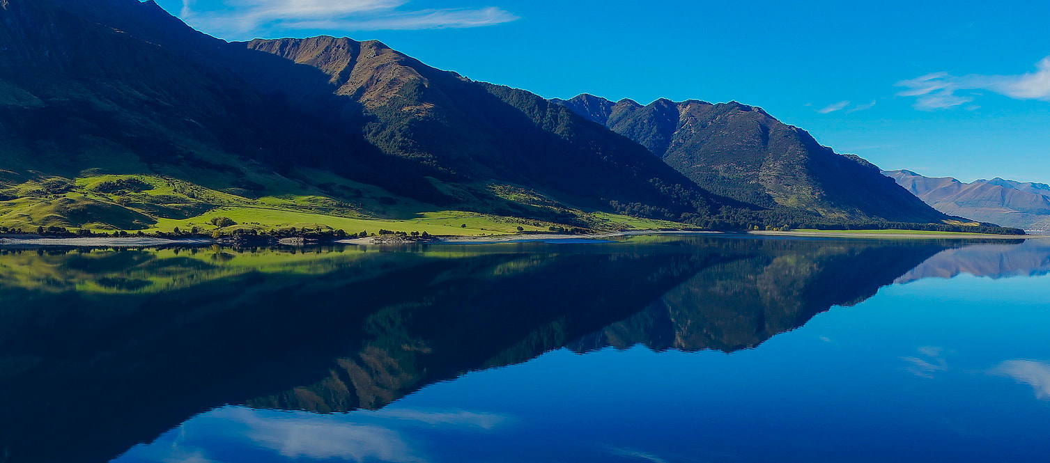 Lake Hawea. NZ. Reflections on a Lake Landscape. New Zealand.